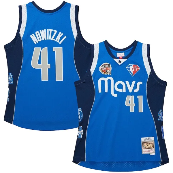 Toller Dirk Nowitzki Dallas Mavericks Unisex Hall of Fame Class of 2023 Throwback Swingman Jersey Blue für die Saison