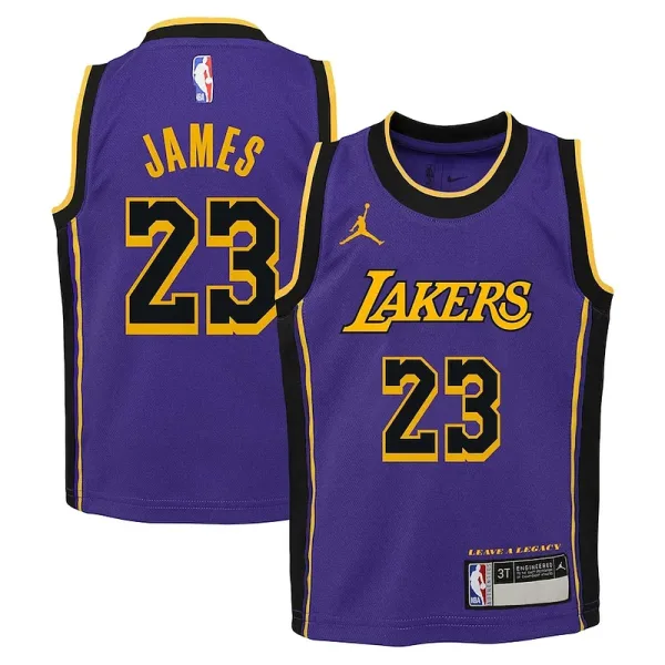 Cool LeBron James Los Angeles Lakers Jordan Brand Preschool 2022/23 Dri FIT Replica Jersey Statement Edition Purple für die Saison