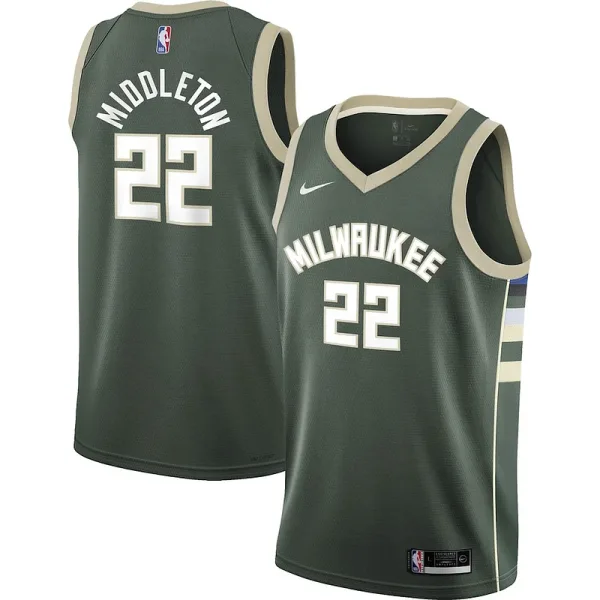 Komfortabel Stylish Khris Middleton Milwaukee Bucks Nike Youth 2021/22 Swingman Jersey Icon Edition Hunter Green für die Saison