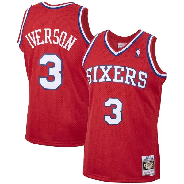 Robust Allen Iverson Philadelphia 76ers 2001/02 Hardwood Classics Swingman Jersey Red für die Saison